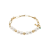 18K Solid Gold 6-6.5mm Akoya Pearl Natural Emerald Diamond Chain Bracelet