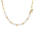 18K Solid Gold 6-6.5mm Akoya Pearl Natural Emerald Diamond Chain Necklace