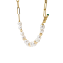 18K Solid Gold 6-6.5mm Akoya Pearl Natural Emerald Diamond Chain Necklace