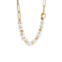 18K Solid Gold 6-6.5mm Akoya Pearl Natural Emerald Diamond Chain Necklace