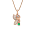 18K Solid Rose Gold Natural Emerald Diamond Shell BABY FAIRY Pendant