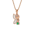 18K Solid Rose Gold Natural Emerald Diamond Shell BABY FAIRY Pendant