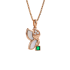 18K Solid Rose Gold Natural Emerald Diamond Shell BABY FAIRY Pendant