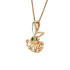 18K Solid Yellow Gold Natural Emerald Diamond Shell RABBIT Pendant