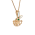 18K Solid Yellow Gold Natural Emerald Diamond Shell RABBIT Pendant