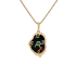 18K Solid Yellow Gold Natural Emerald Black Onyx TWISTING CLOCK Pendant