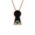 18K Solid Rose Gold Natural Emerald Diamond Black Onyx KEYHOLE Pendant