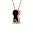 18K Solid Rose Gold Natural Emerald Diamond Black Onyx KEYHOLE Pendant