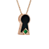 18K Solid Rose Gold Natural Emerald Diamond Black Onyx KEYHOLE Pendant