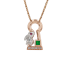 18K Solid Rose Gold Natural Emerald Ruby Diamond RABBIT KEYHOLE Pendant