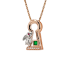 18K Solid Rose Gold Natural Emerald Ruby Diamond RABBIT KEYHOLE Pendant