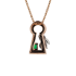 18K Solid Rose Gold Natural Emerald Ruby Diamond RABBIT KEYHOLE Pendant