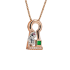 18K Solid Rose Gold Natural Emerald Ruby Diamond RABBIT KEYHOLE Pendant