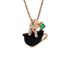 18K Solid Rose Gold Natural Emerald Diamond Black Onyx RABBIT IN THE CUP Pendant