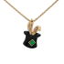 18K Solid Yellow Gold Natural Emerald Black Onyx RABBIT IN THE HAT Pendant