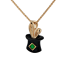 18K Solid Yellow Gold Natural Emerald Black Onyx RABBIT IN THE HAT Pendant