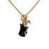 18K Solid Yellow Gold Natural Emerald Black Onyx RABBIT IN THE HAT Pendant