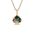 18K Solid Yellow Gold Natural Emerald Diamond Black Onyx SPACE Pendant