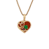 18K Solid Yellow Gold Natural Emerald Diamond Carnelian HEART Pendant