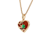 18K Solid Yellow Gold Natural Emerald Diamond Carnelian HEART Pendant