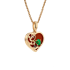 18K Solid Yellow Gold Natural Emerald Diamond Carnelian HEART Pendant