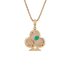 18K Solid Yellow Gold Natural Emerald Diamond Pink Opal CLUB Pendant