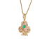 18K Solid Yellow Gold Natural Emerald Diamond Pink Opal CLUB Pendant