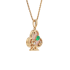 18K Solid Yellow Gold Natural Emerald Diamond Pink Opal CLUB Pendant