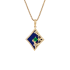 18K Solid Yellow Gold Natural Emerald Diamond Lapis DIAMOND Pendant