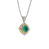 18KG 1.00ct Natural No Oil Zambia Green Emerald Diamond Necklace MA