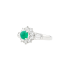 PT900 0.89ct Natural No Oil Vivid Green Emerald Diamond Ring