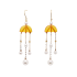 18KG Premier 4.5-7.7mm Japanese Akoya Pearl Natural Amber Earrings