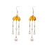 18KG Premier 4.5-7.7mm Japanese Akoya Pearl Natural Amber Earrings