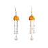 18KG Premier 4.5-7.7mm Japanese Akoya Pearl Natural Amber Earrings