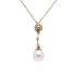 18KG Premier 8.7mm Japanese Akoya Pearl Natural CZ Necklace