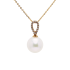 18KG Premier 8.7mm Japanese Akoya Pearl CZ Necklace