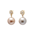 14KG 12.4/12.6mm Natural Color Tahitian Pearl and Shell Earrings