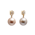 14KG 12.4/12.6mm Natural Color Tahitian Pearl and Shell Earrings