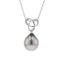 18KG 14.5X17mm Natural Color Tahitian Pearl Diamond Necklace