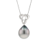 18KG 14.5X17mm Natural Color Tahitian Pearl Diamond Necklace