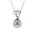 18KG 14.5X17mm Natural Color Tahitian Pearl Diamond Necklace