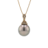 18KG 13.0X13.5mm Natural Color Tahitian Pearl Diamond Necklace