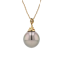 18KG 13.0X13.5mm Natural Color Tahitian Pearl Diamond Necklace