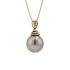 18KG 13.0X13.5mm Natural Color Tahitian Pearl Diamond Necklace