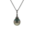 14KG & 18KG 12.1X13.3mm Natural Color Tahitian Pearl Diamond Necklace