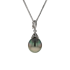 14KG & 18KG 12.1X13.3mm Natural Color Tahitian Pearl Diamond Necklace