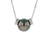 18KG 9.3mm Natural Color Tahitian Pearl Diamond Necklace