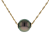 18KG 11mm Natural Color Tahitian Peacock Green Pearl Necklace