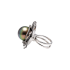 18KG 15.5mm Natural Color Tahitian Pearl Diamond Ring/Pendant