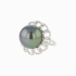 18KG 15.6mm Natural Color Tahitian Peacock Green Pearl Diamond Ring